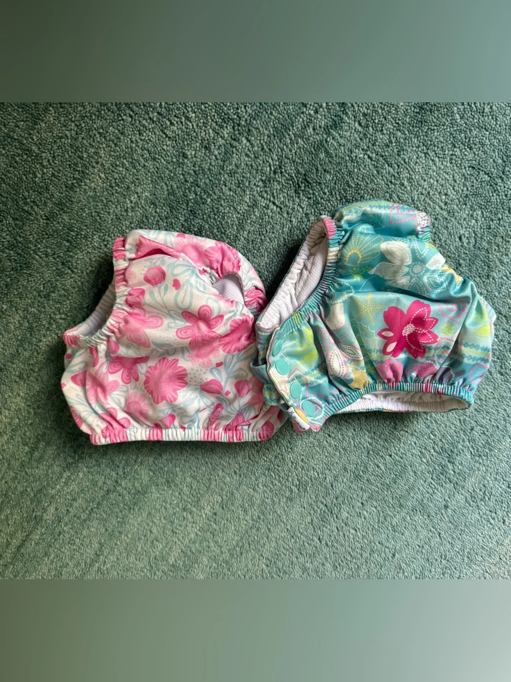 Green Sprouts Kids Floral Reusable Swim Diaper Covers - Pink & Teal 18 month